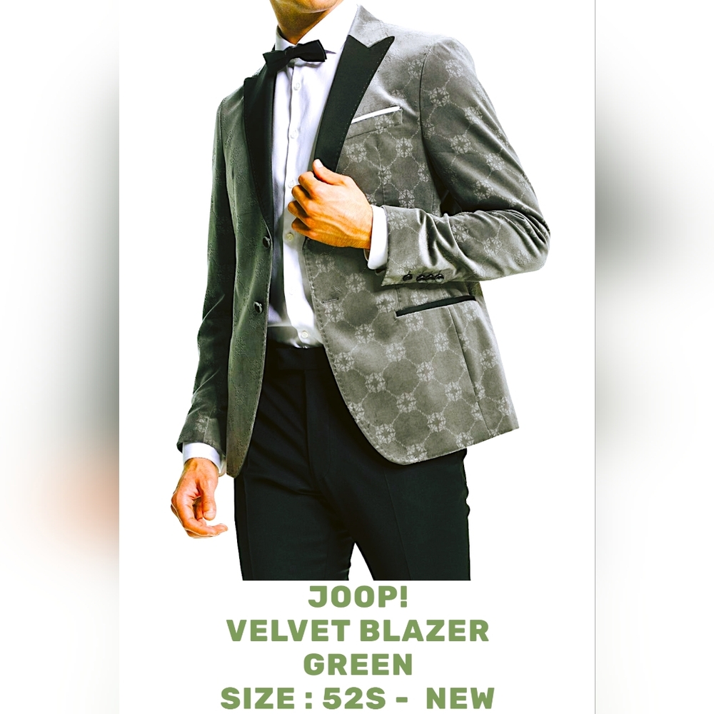 JOOP! Green Pontaglio Italian Velvet Blazer Dinner Jacket , Size 52 Slim - NEW